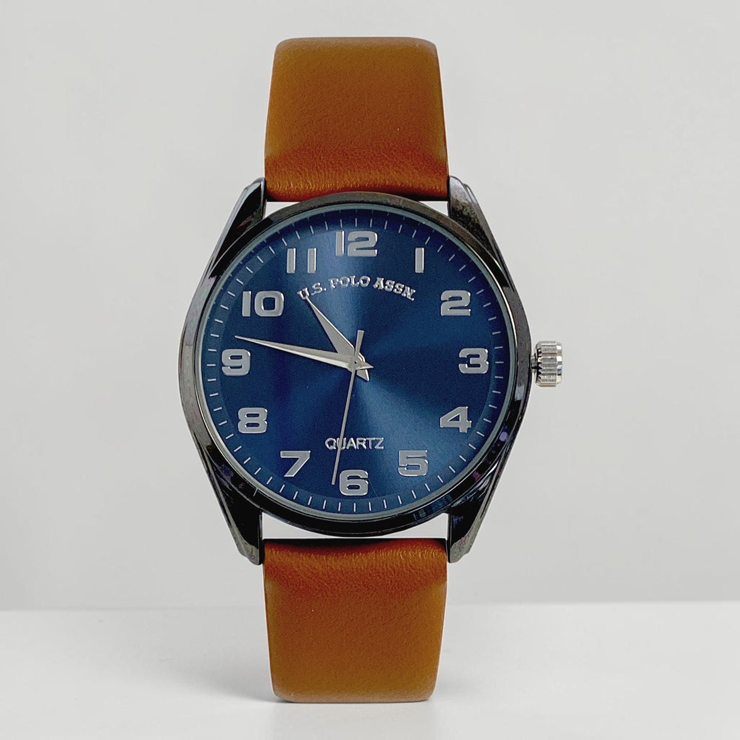 MENS BROWN STRAP WATCH WITH NAVY FACE,USC50763UO-0000A