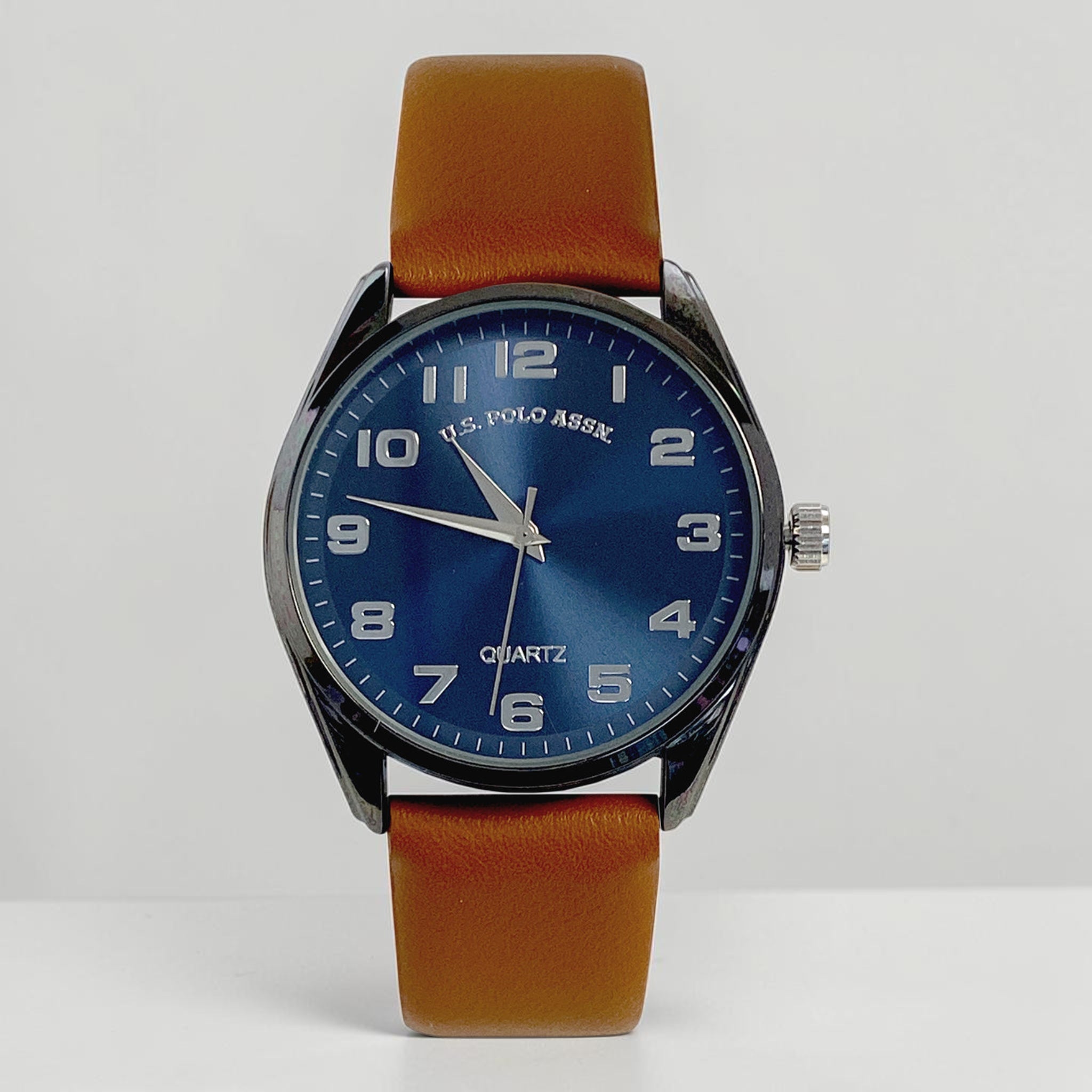 MENS BROWN STRAP WATCH WITH NAVY FACE,USC50763UO-0000A