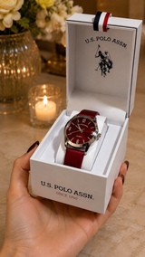Immediate LADIES BURGUNDY STRAP WATCH WITH SILVER ,USC42158UO-0000A