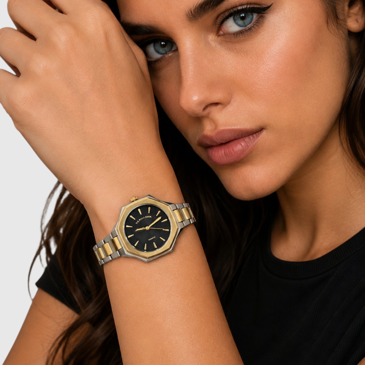 LADIES TWO TONE LINK ANALOG WATCH,USC40746UO-0000A