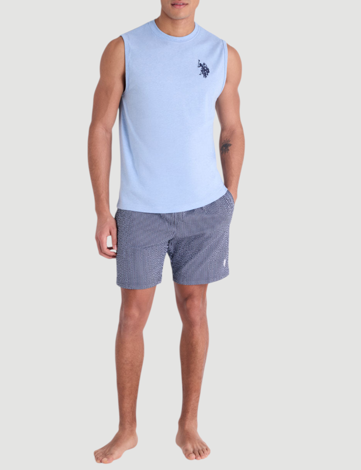 7" SEERSUCKER STRIPE SWIM SHORTS