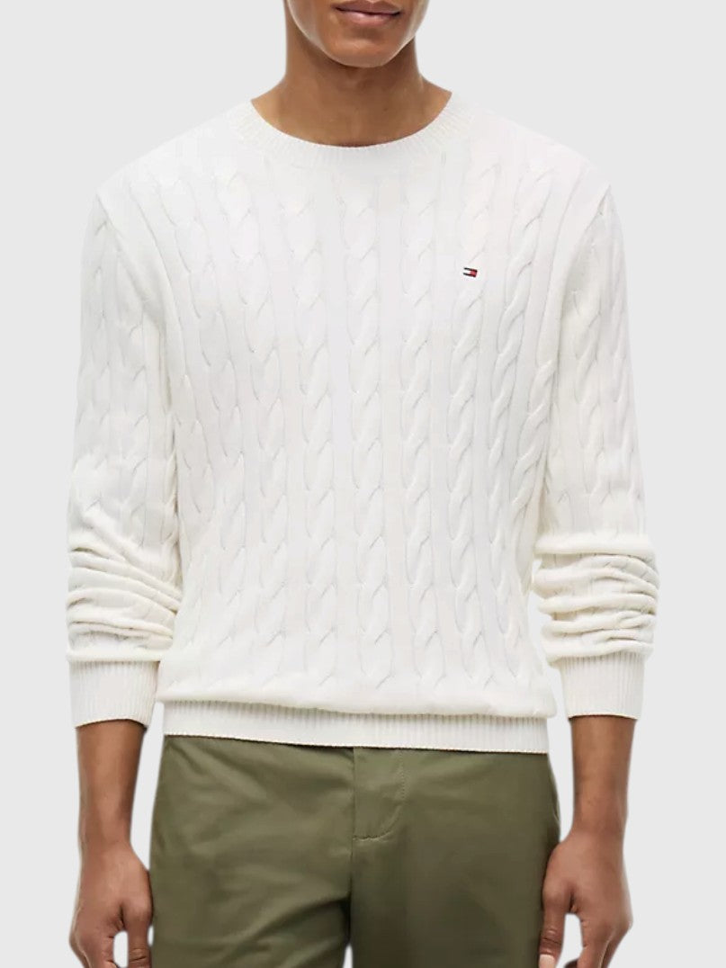 TOMMY HILFIGER Cable Knit Crewneck Sweater,XM08033-YBI