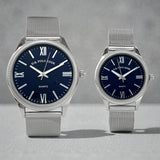 HIS AND HERS SILVER MESH STRAP WATCH SET,USC2714UO