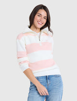 US.POLO.ASSN 1/2 ZIP RUGBY STRIPE SWEATER, 21W0017-EP00A