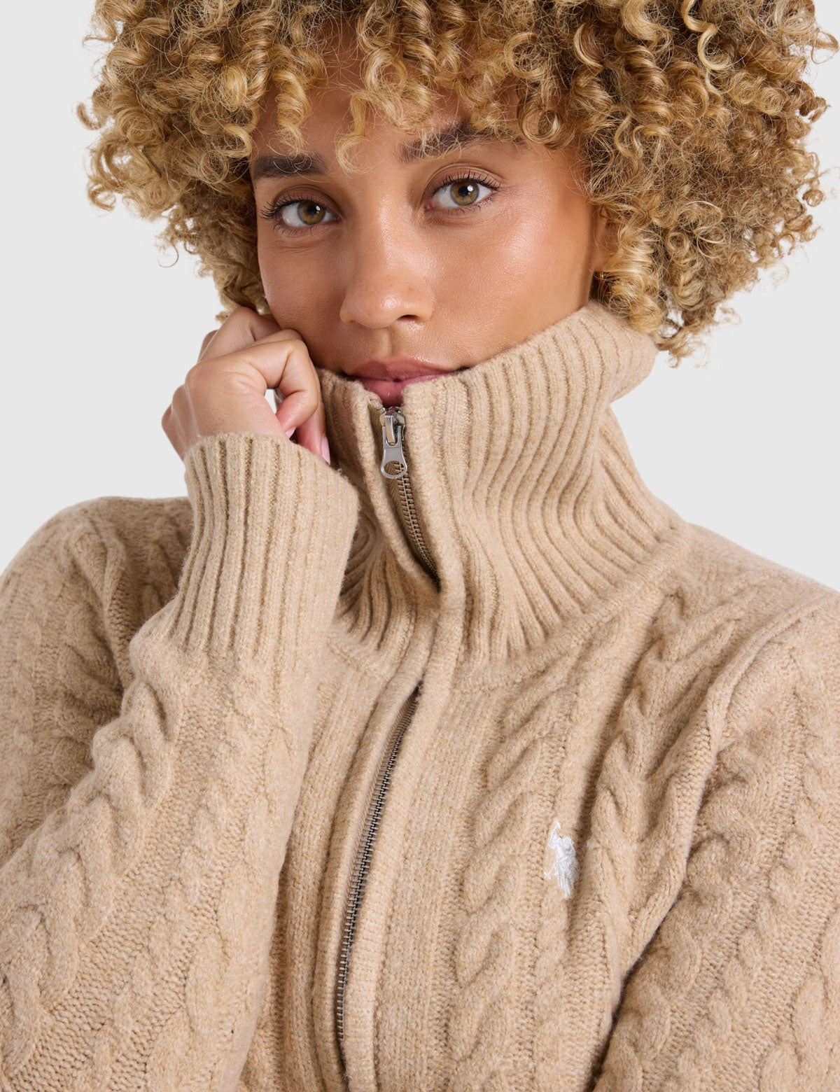 US.POLO.ASSN FULL ZIP NOVELTY CABLE CARDIGAN,21W0024-EG00A