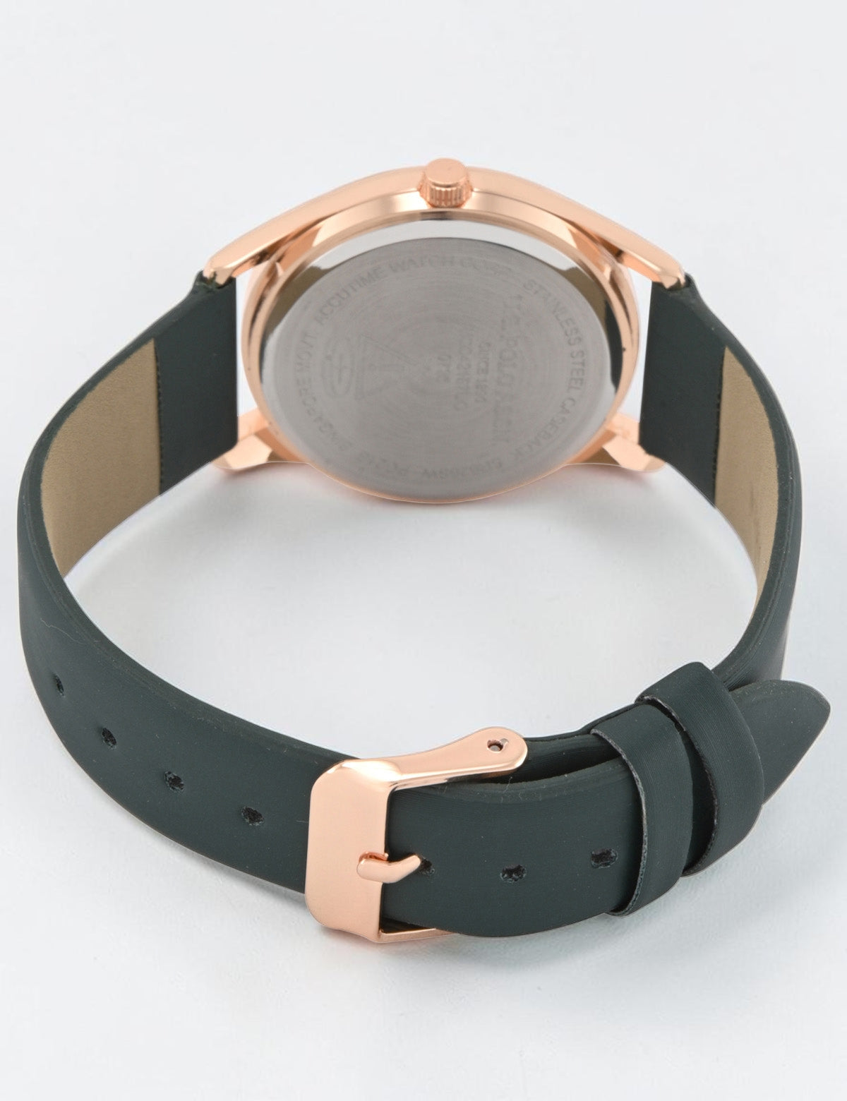LADIES GREEN STRAP WATCH WITH GOLD ACCENT,USC42157UO-0000A