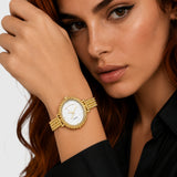 LADIES OVAL FACE GOLD ANALOG WATCH,USC40691UO-0000A