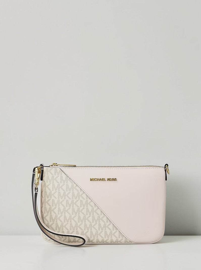 Michael Kors Jet Set Travel Signature Logo and Smooth Wristlet,35F6GTVW5V