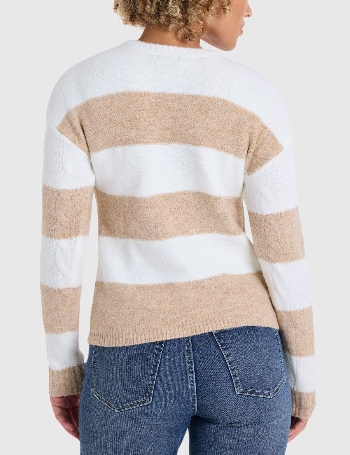 US.POLO.ASSN MIXED CABLE RUGBY STRIPE SWEATER,21W0013-EP00A