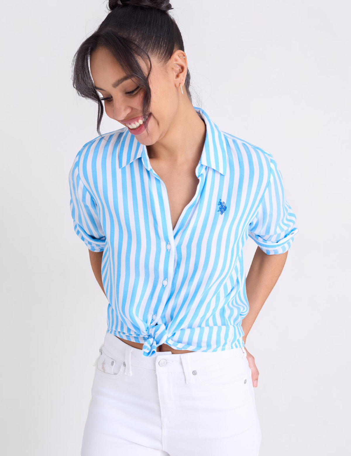 LONG SLEEVE Y-NECK STRIPE SHIRT 21H0046-NA00A
