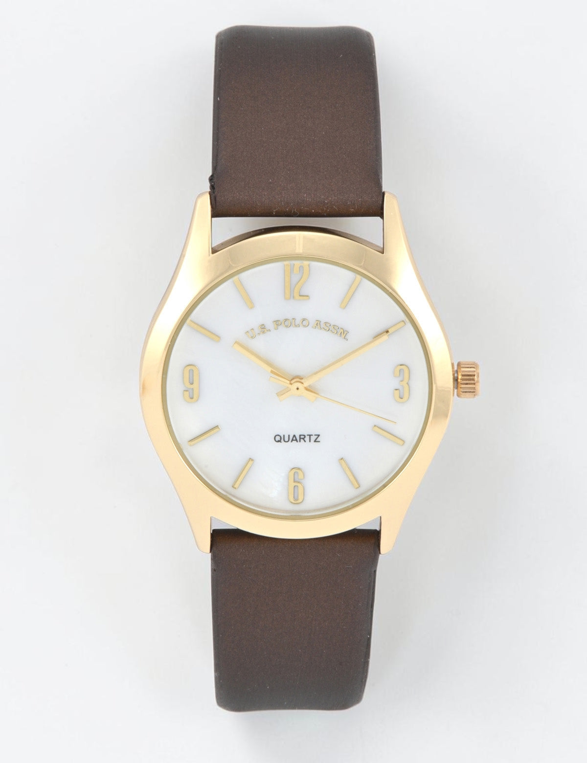 LADIES BROWN STRAP WATCH WITH GOLD ACCENT,USC42156UO-0000A