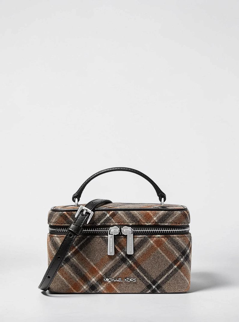 Michael Kors Vivi Small Plaid Print Wool Blend Vanity Crossbody Bag,35F6SVFC5U