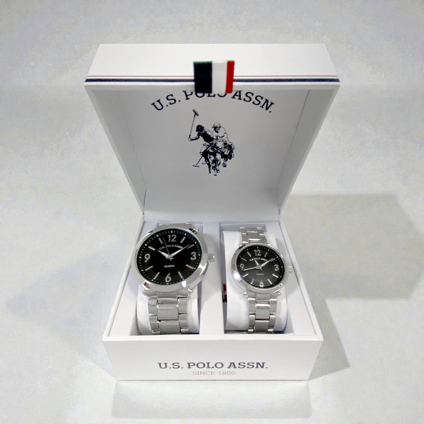 HIS AND HERS SILVER LINK WATCH SET,USC2730UO