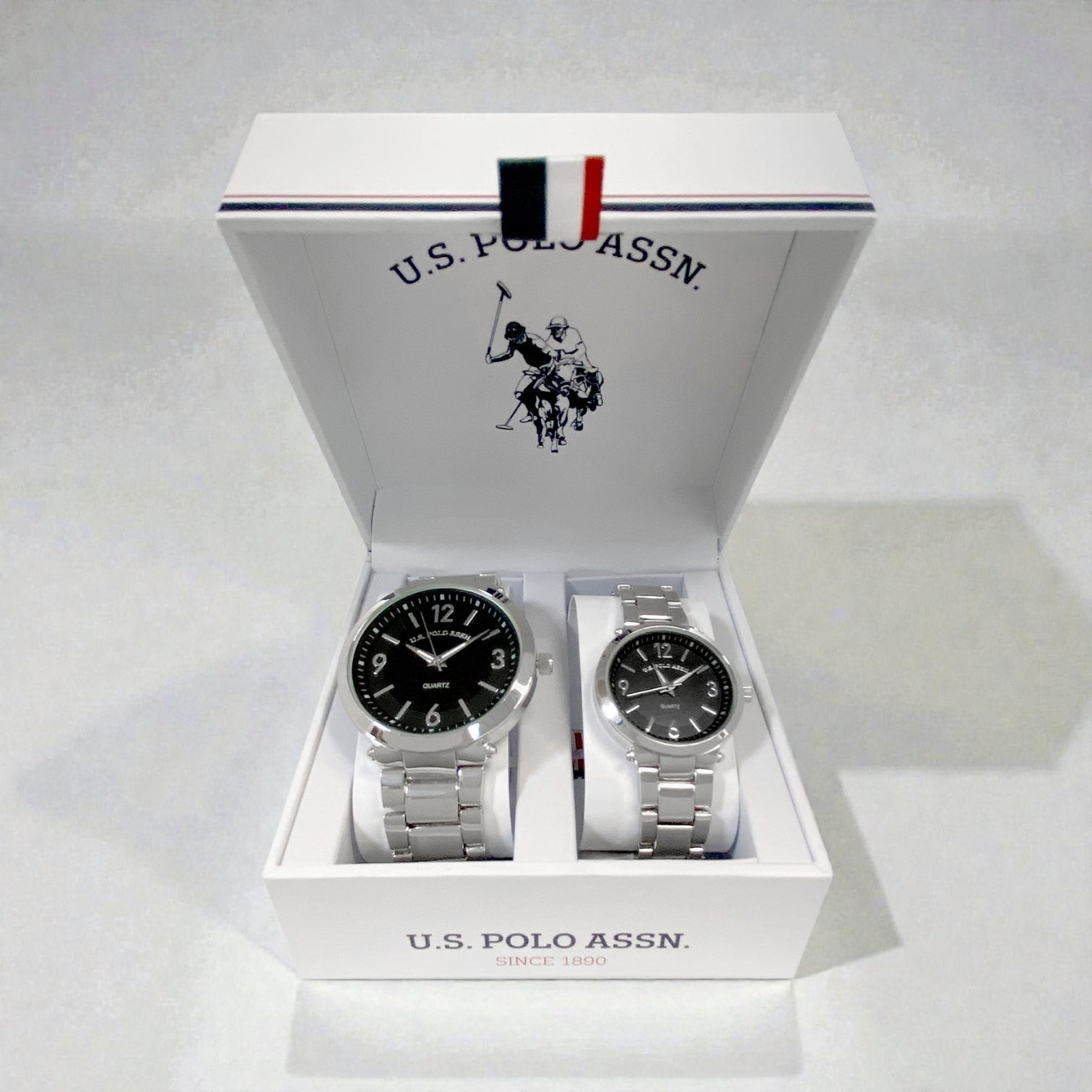 HIS AND HERS SILVER LINK WATCH SET,USC2730UO