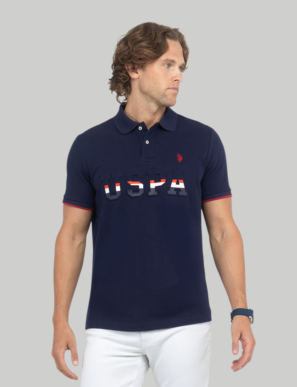 USPA EMBOSSED PIQUE POLO SHIR