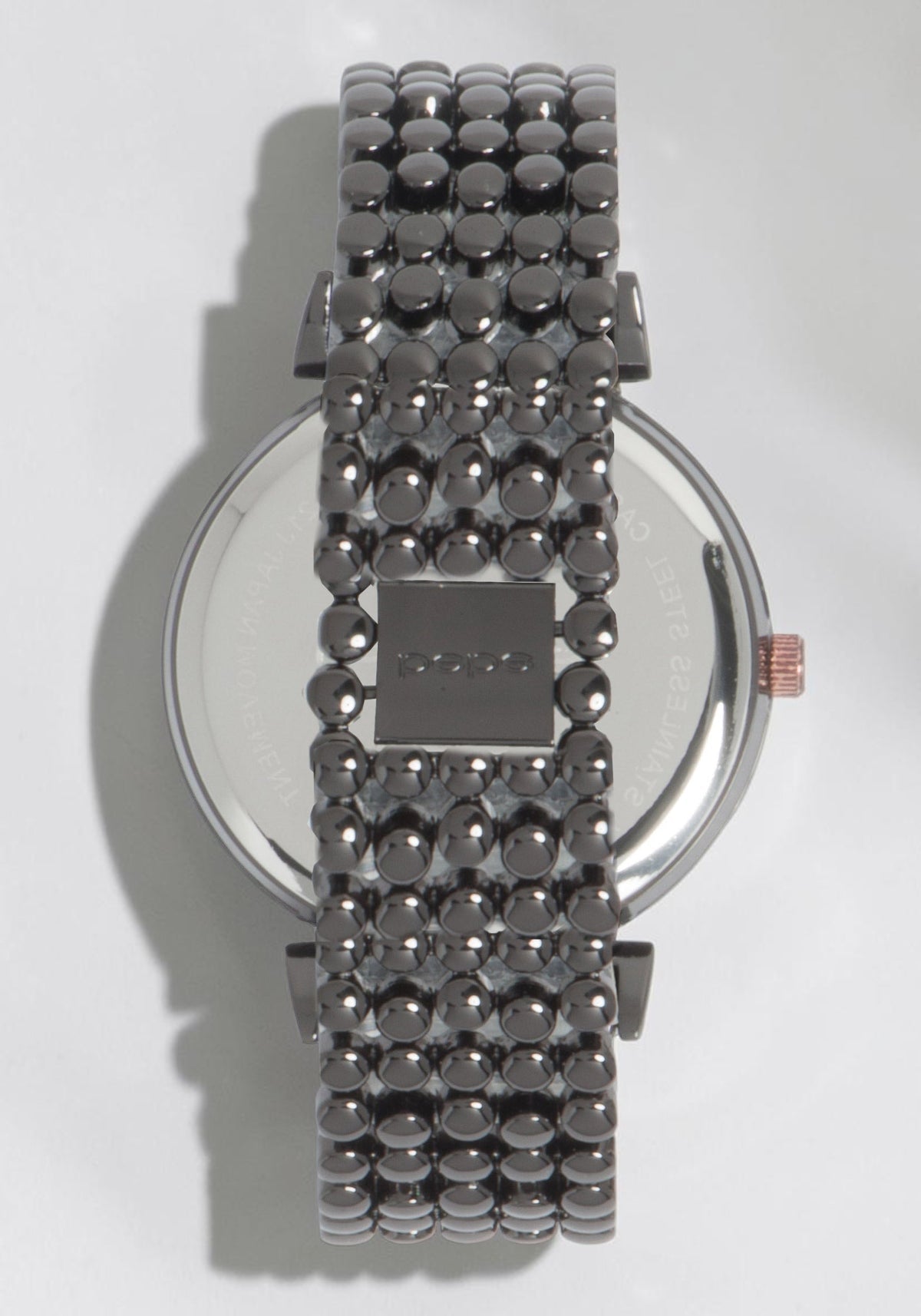 Gun Metal Dial Crystal Bezel Watch