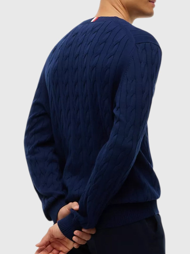 TOMMY HILFIGER Cable Knit Crewneck Sweater,XM08033-YBI