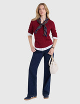 US.POLO.ASSN CABLE V-NECK SWEATER, 21W0007-EE00A