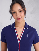 U.S Polo SIGNATURE STRIPE TRIM SWING POLO DRESS Serial 21D0060