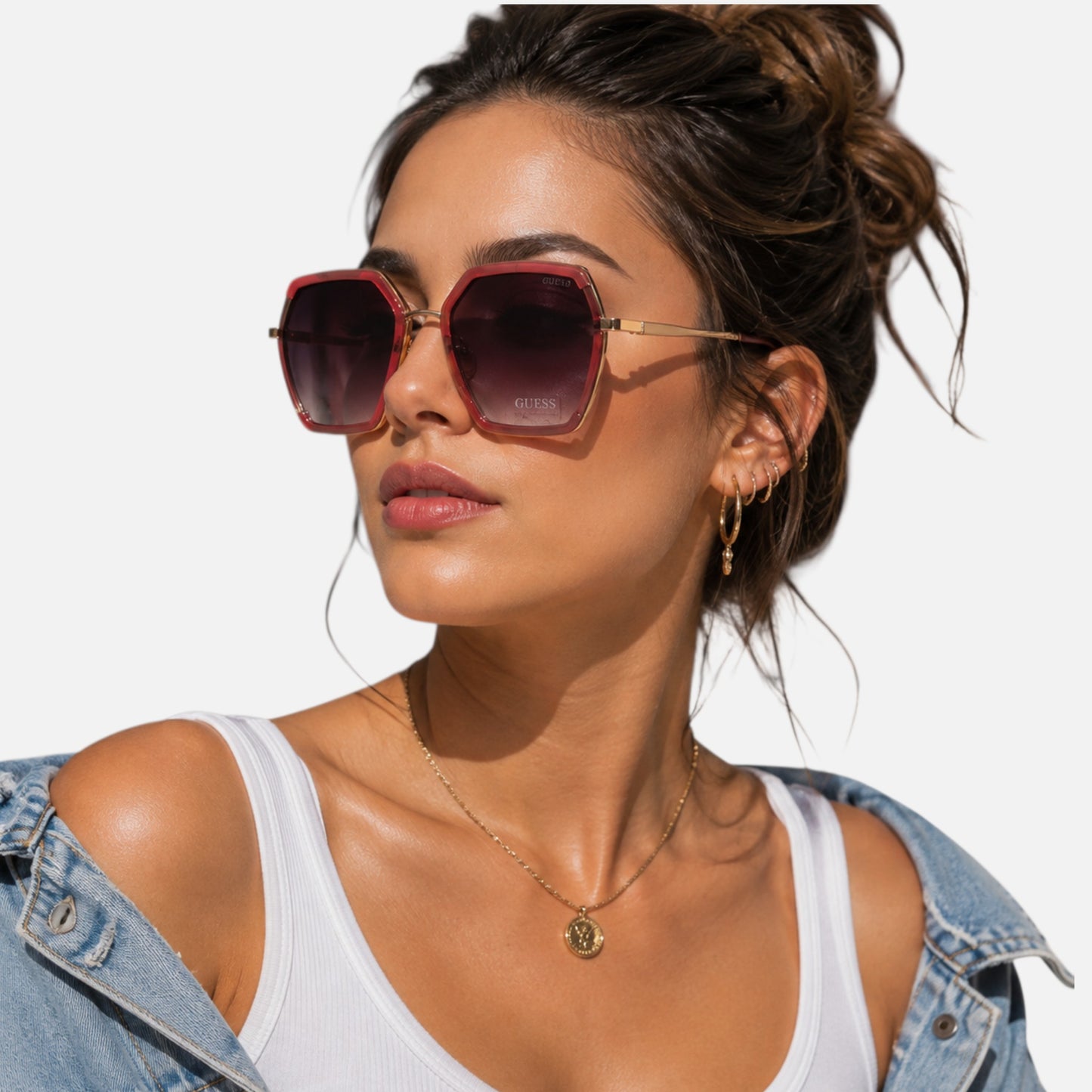 GUESS Bordeaux Gradient Butterfly Ladies Sunglasses, GF0418 69T 58