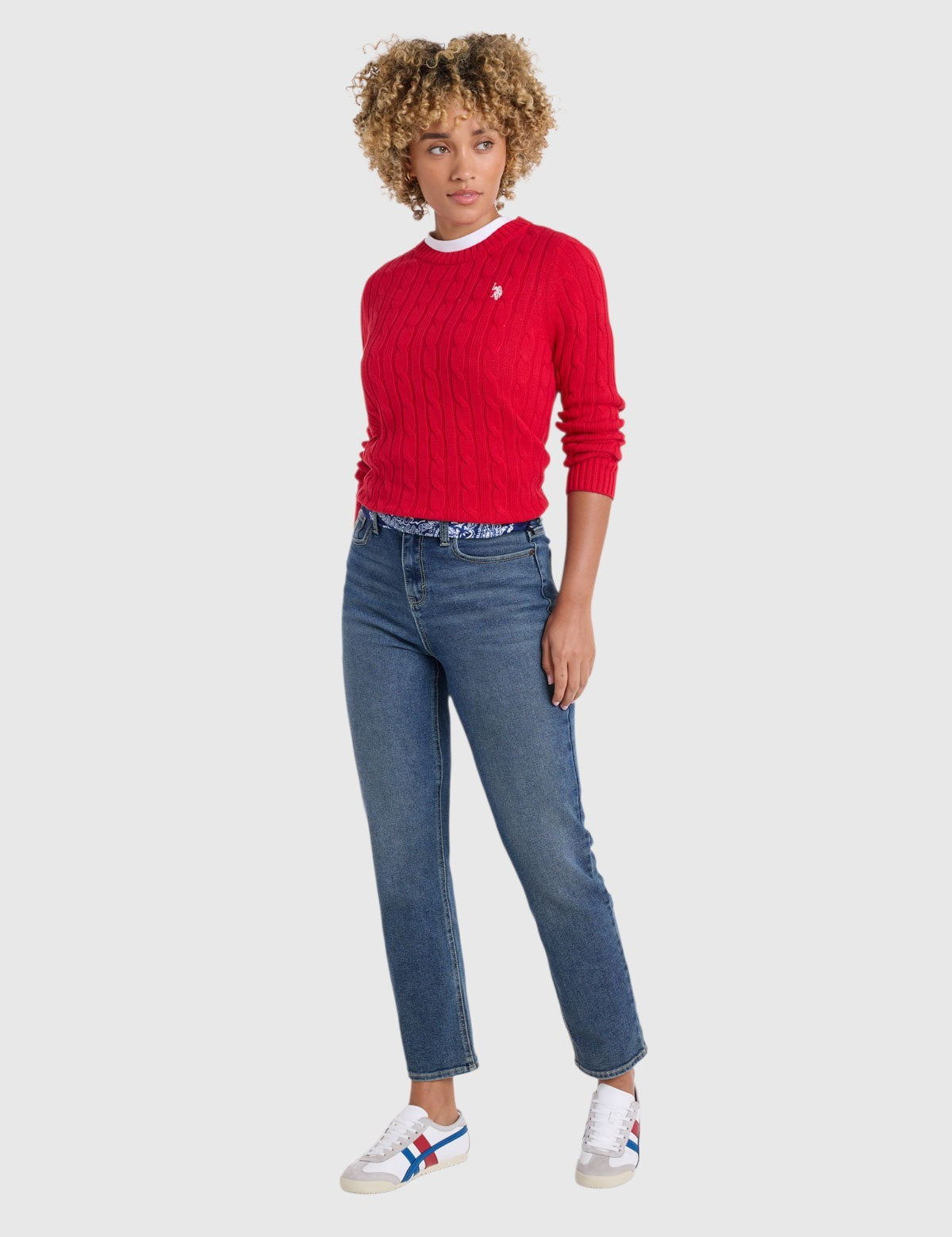 US.POLO.ASSN CABLE NECK SWEATER, 21W0006-EE00A