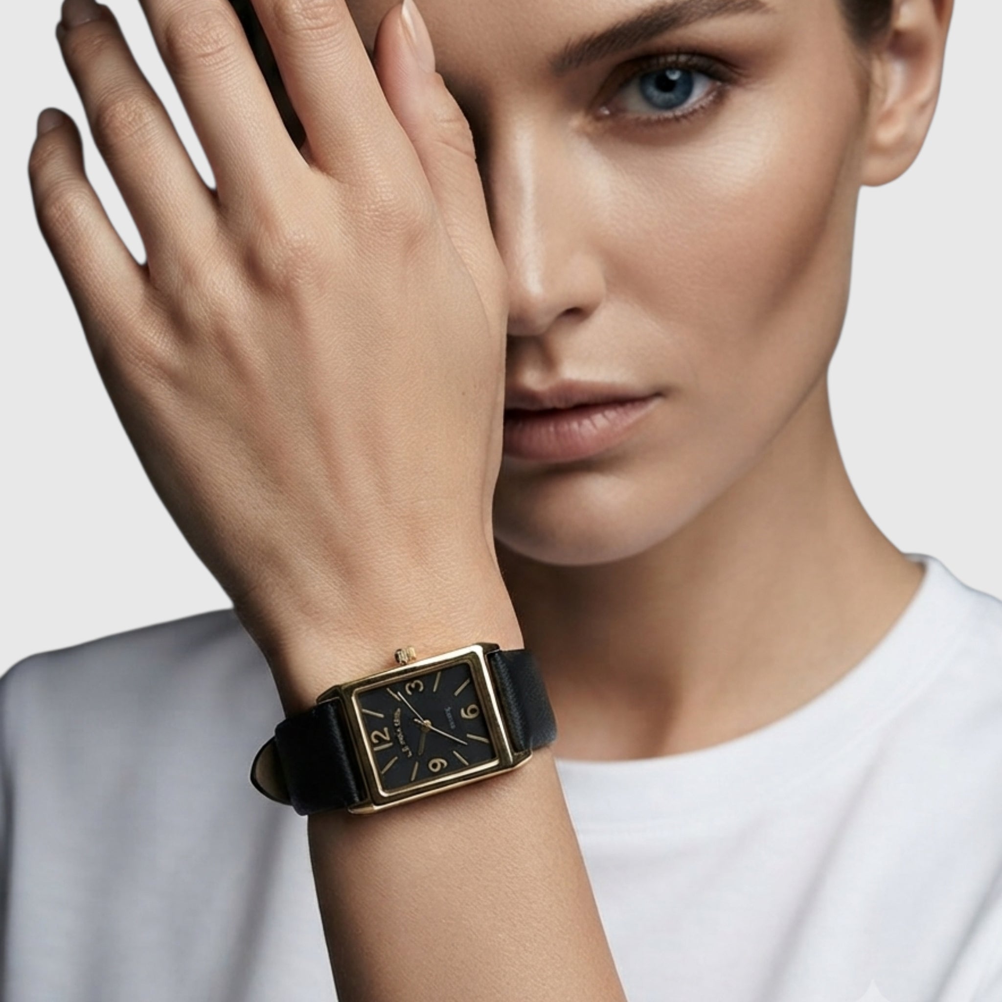 LADIES BLACK STRAP SQUARE WATCH,USC42163UO-0000A