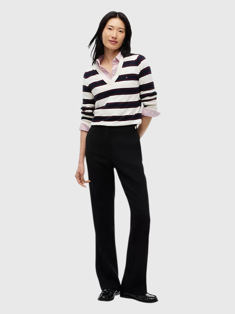 TOMMY HILFIGER Lightweight Striped V-Neck Sweater,XW09742-VLP