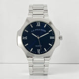 MENS SILVER LINK WATCH WITH BLUE FACE,USC80834UO-0000A