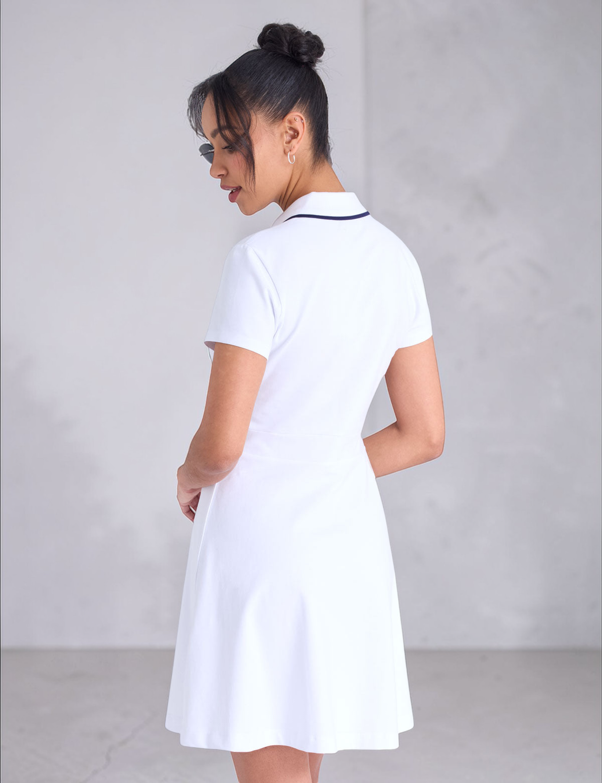 U.S Polo RIB KNIT COLLAR ZIPPER PLACKET SWING DRESS Serial 21D0061