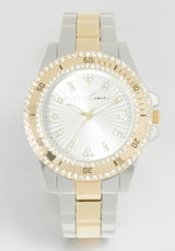 Link Bracelet Crystal Sport Bezel Watch