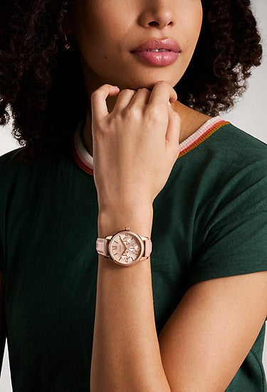 Rye Multifunction Pink Leather Watch