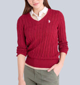 SOFT CABLE V-NECK SWEATER , 321116C-1Q00A