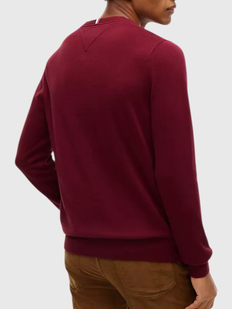 TOMMY HILFIGER Solid Logo V-Neck Sweater,78J8323-BDS