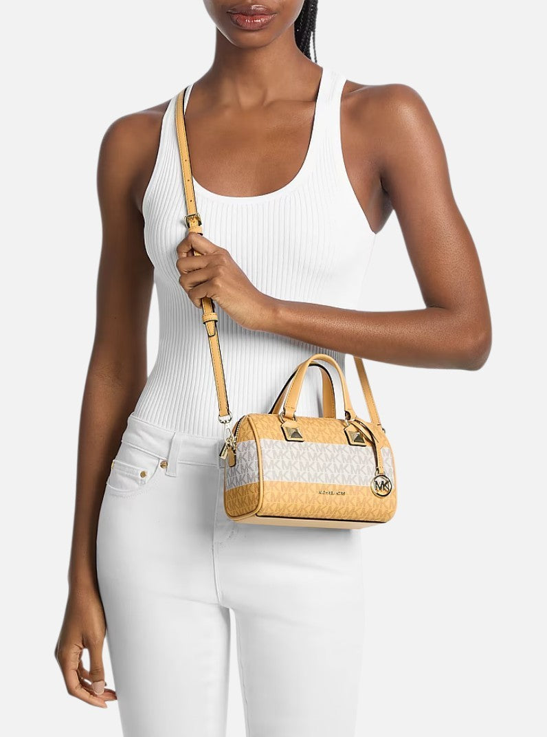 Michael Kors Grayson Striped Signature Logo Duffel Crossbody Bag,35S6GGYC5U