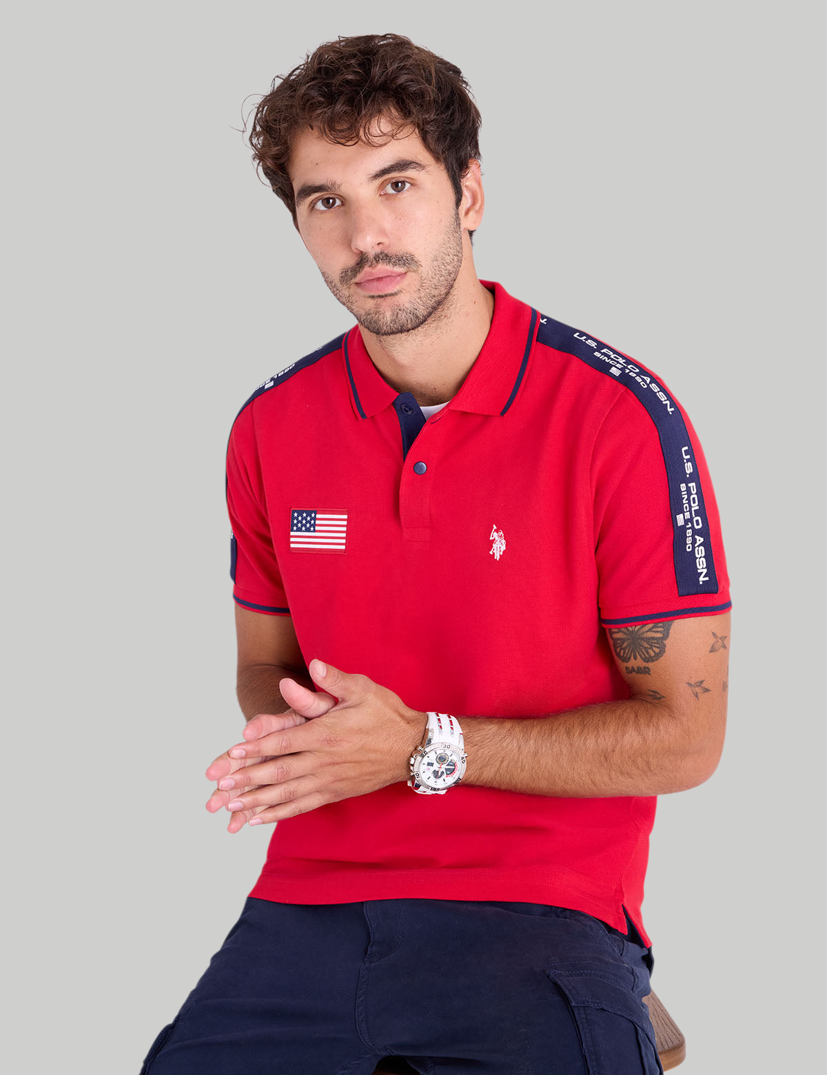 TRICOT SHOULDER PIQUE POLO SHIRT