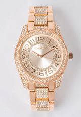 Rose Dial Crystal Bezel Watch