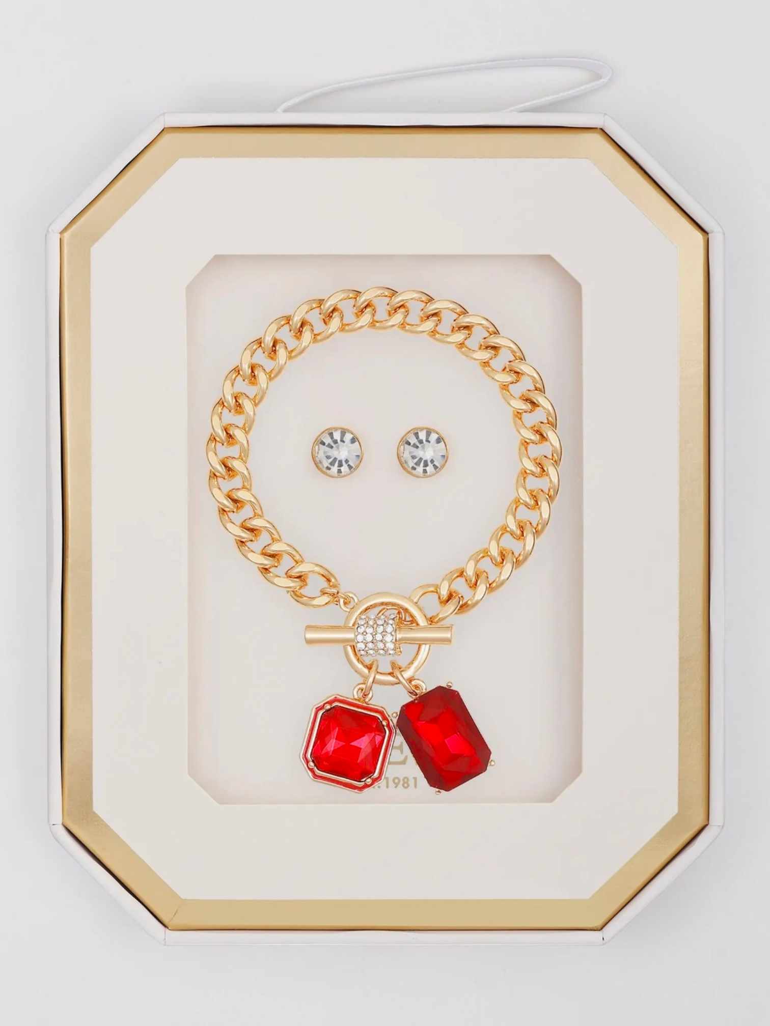 Immediate Guess Toggle Bracelet & Stud Earrings Set