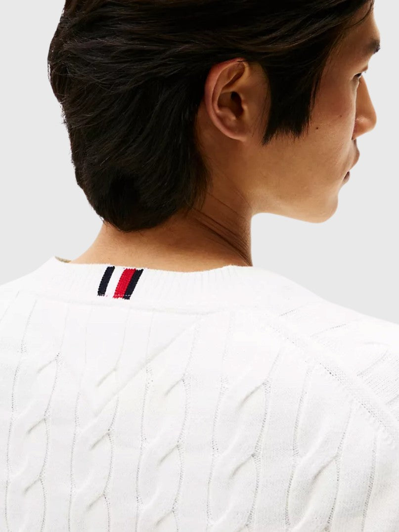 TOMMY HILFIGER Cable Knit Crewneck Sweater,XM08033-YBI