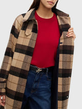 TOMMY HILFIGER New
Plaid Wool-Blend Belted Car Coat,XW09419-AB3