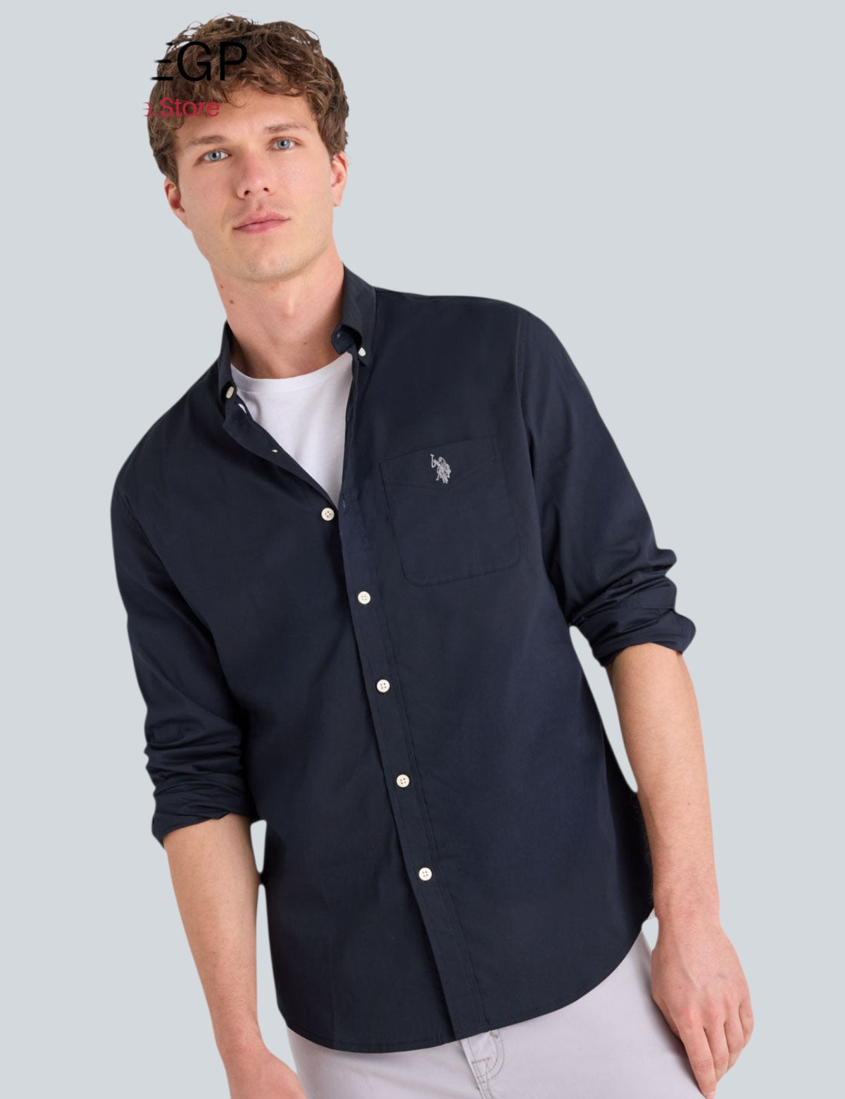 SOLID STRETCH POPLIN LONG SLEEVE SHIRT