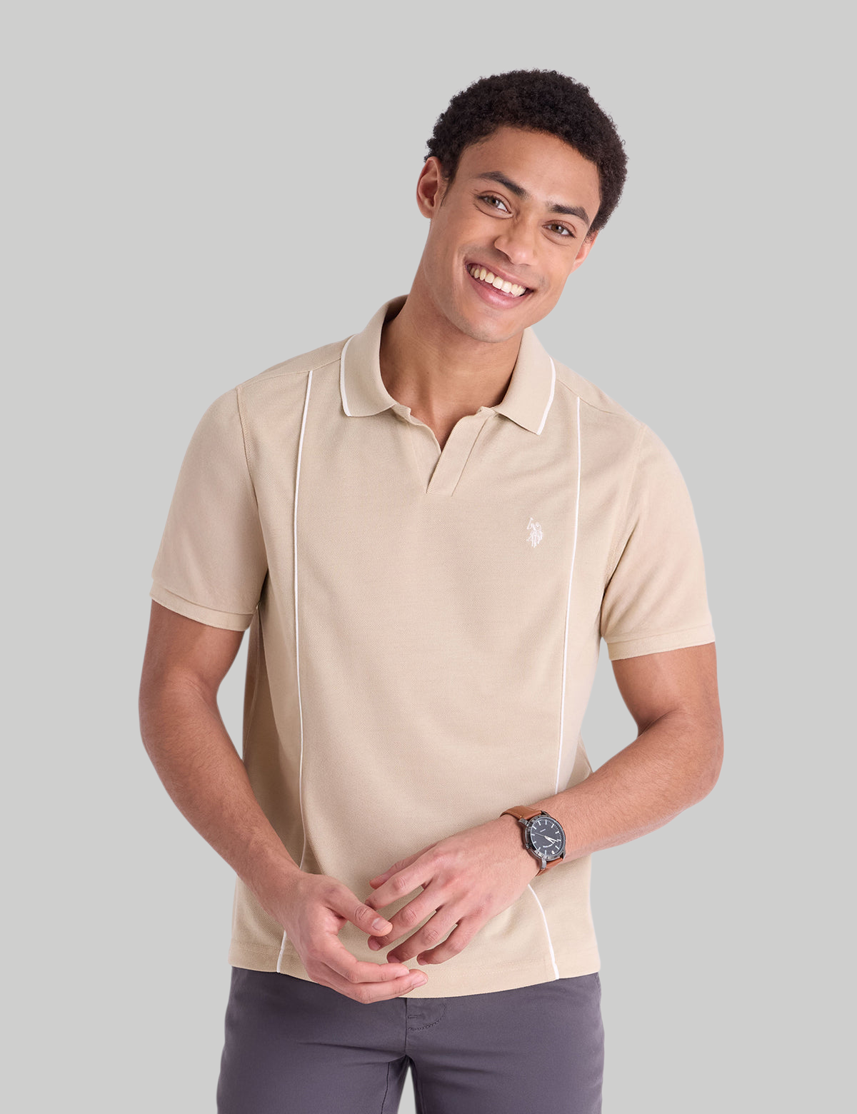 JOHNNY COLLAR PIQUE POLO SHIRT WITH RIB BAND