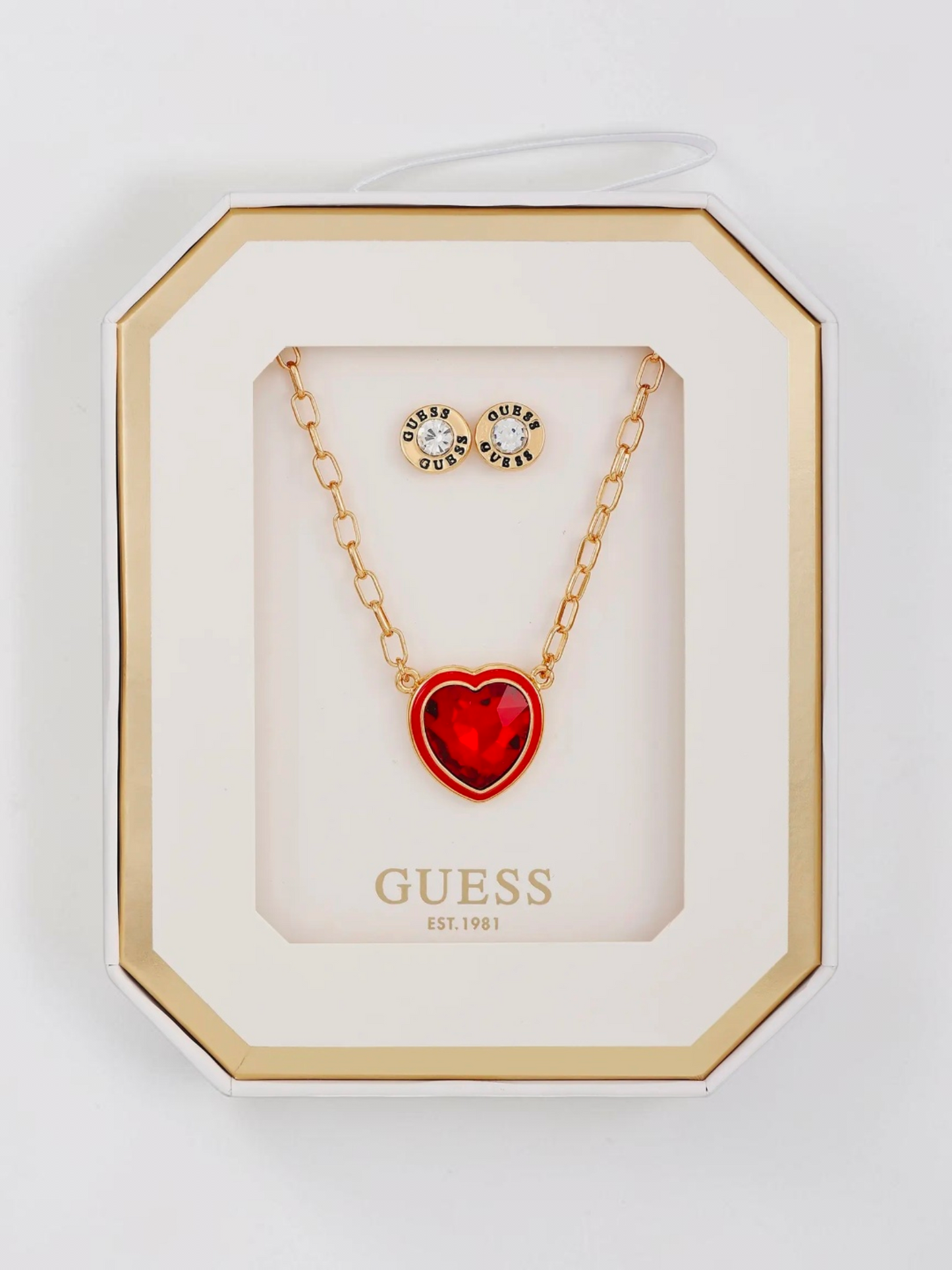 Immediate Guess Heart Pendant Necklace & Stud Earrings Set