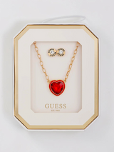 Immediate Guess Heart Pendant Necklace & Stud Earrings Set