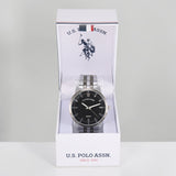 MENS TWO TONE SILVER AND GUNMETAL ANALOG LINK WATCH,USC80990UO-0000A