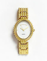LADIES OVAL FACE GOLD ANALOG WATCH,USC40691UO-0000A