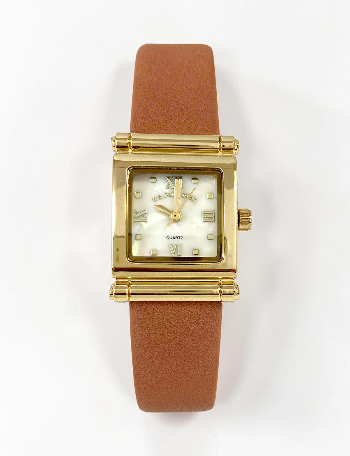LADIES BROWN STRAP SQUARE FACE WATCH,USC42173UO-0000A