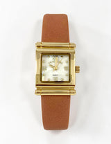 LADIES BROWN STRAP SQUARE FACE WATCH,USC42173UO-0000A