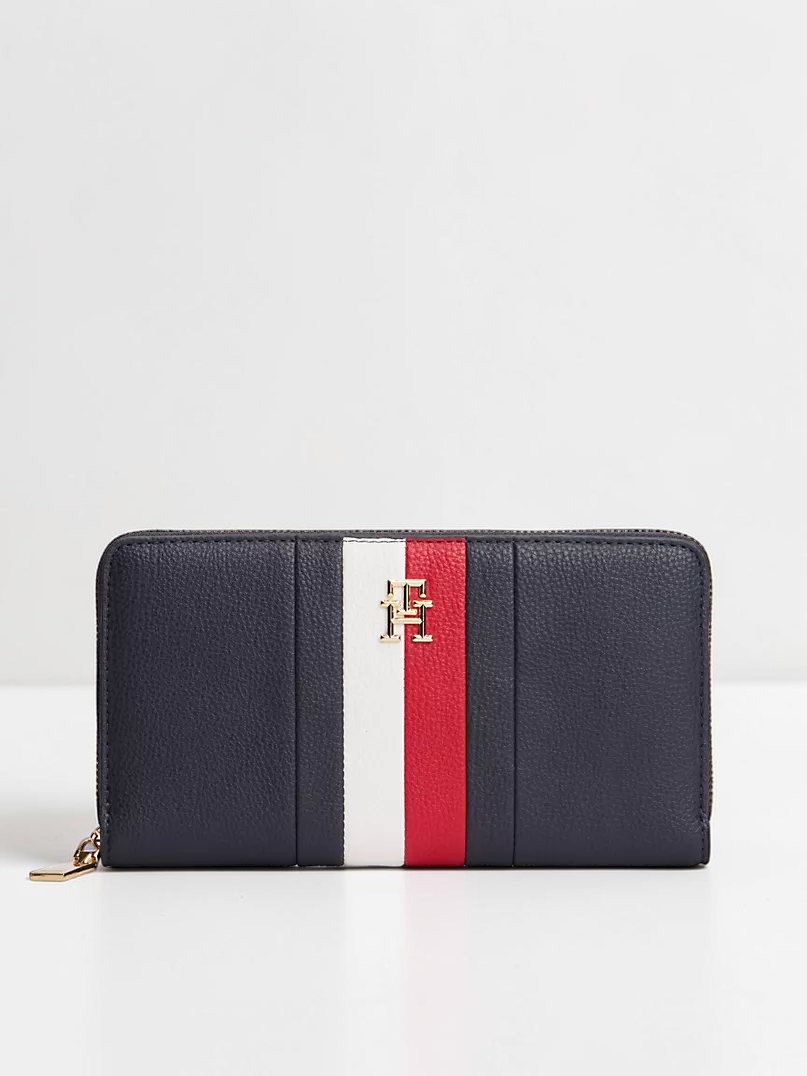 Immediate Tommy Hilfiger Signature Stripe Zip Wallet Serial XW04740-CIK