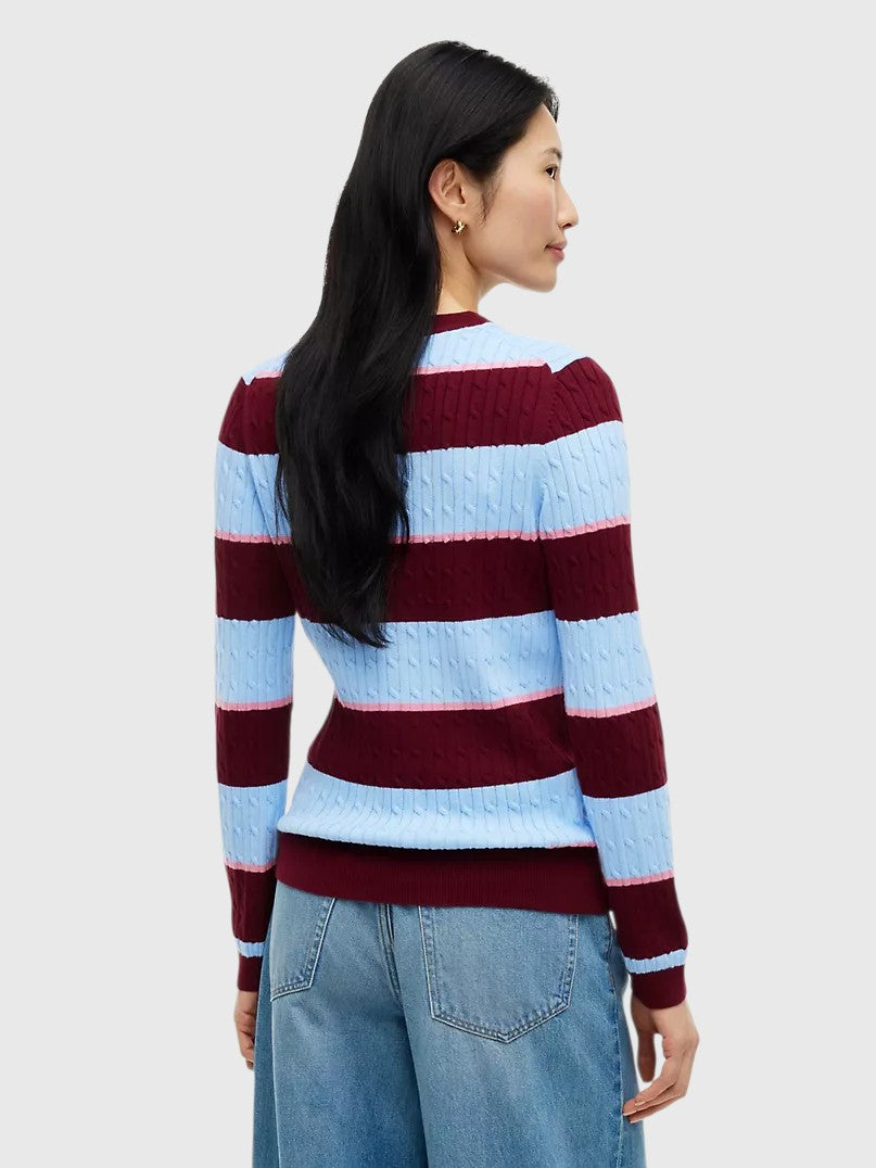 TOMMY HILFIGER Rugby Stripe Cable Knit Sweater,XW08906-YCF