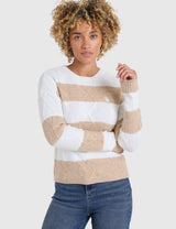 US.POLO.ASSN MIXED CABLE RUGBY STRIPE SWEATER,21W0013-EP00A